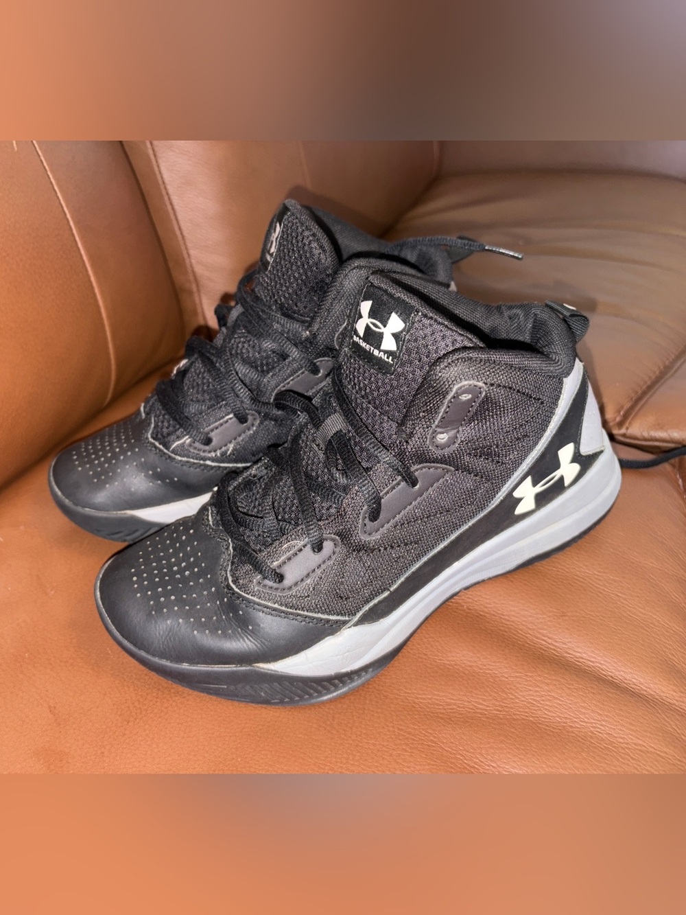 Under Armour Black and White High-Top Basketball Shoes